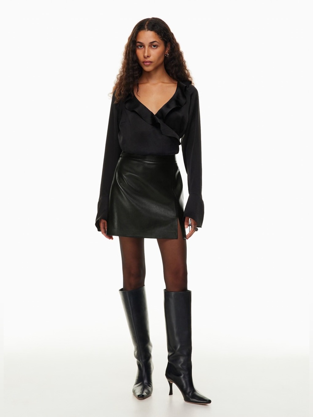 Aritzia Black Leather Mini Skirt